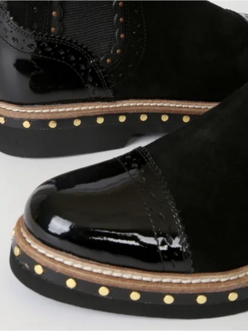Free People Atlas black patent suede studded Chelsea boots - Picture 12 of 13